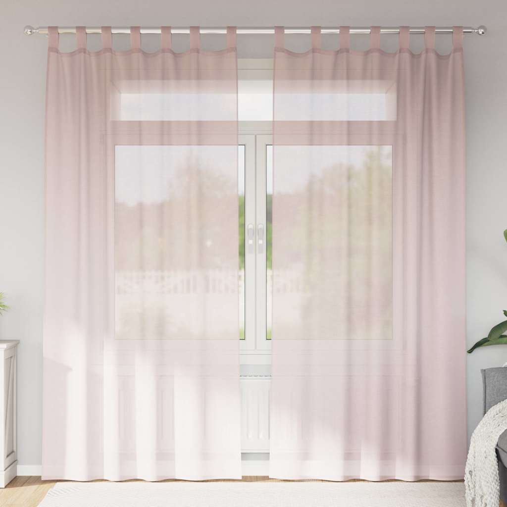 vidaXL Zasłony woalowe z pętelkami 2 szt. Jasnoróżowe 140x245 cm