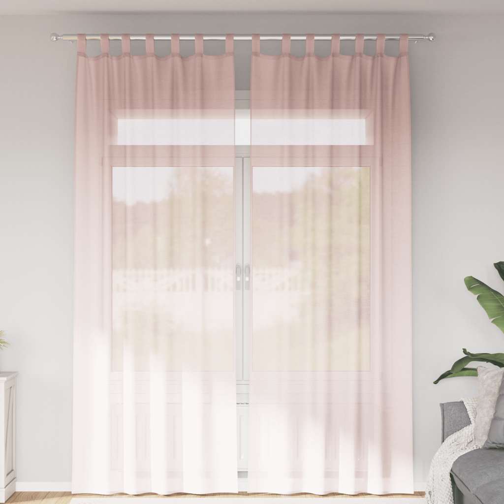 vidaXL Zasłony woalowe z pętelkami 2 szt. Jasnoróżowe 140x260 cm