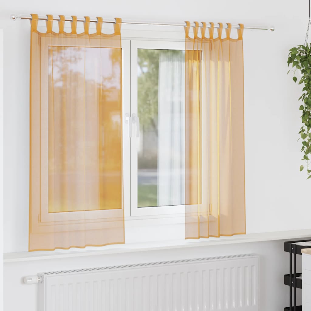 vidaXL Zasłony woalowe z pętelkami 2 szt. Pomarańczowe 140x140 cm