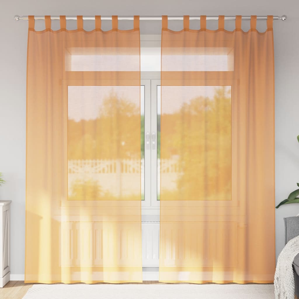 vidaXL Zasłony woalowe z pętelkami 2 szt. Pomarańczowe 140x225 cm