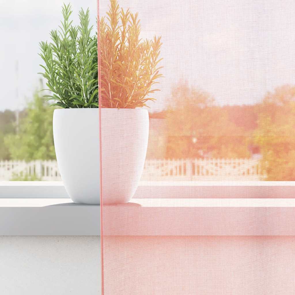 vidaXL Zasłony woalowe z pętelkami 2 szt. Różowe 140x140 cm