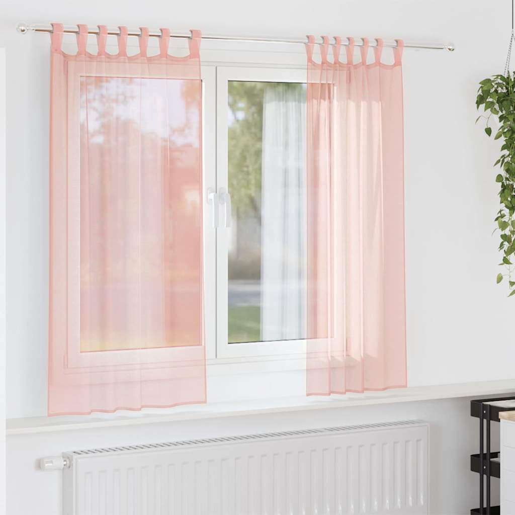 vidaXL Zasłony woalowe z pętelkami 2 szt. Różowe 140x175 cm
