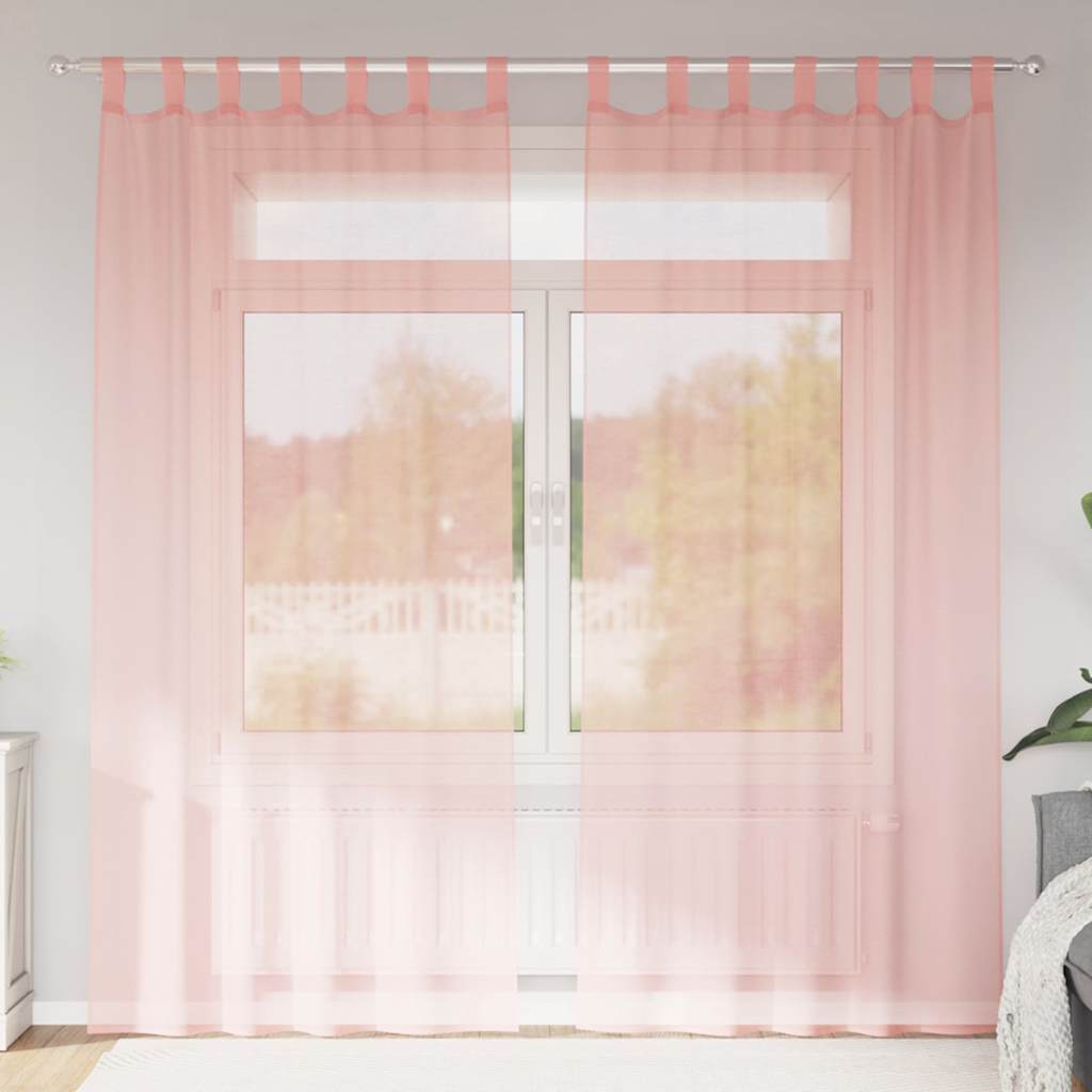 vidaXL Zasłony woalowe z pętelkami 2 szt. Różowe 140x225 cm