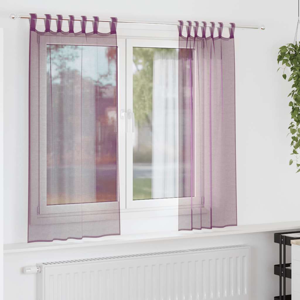 vidaXL Zasłony woalowe z pętelkami 2 szt. Fioletowe 140x175 cm