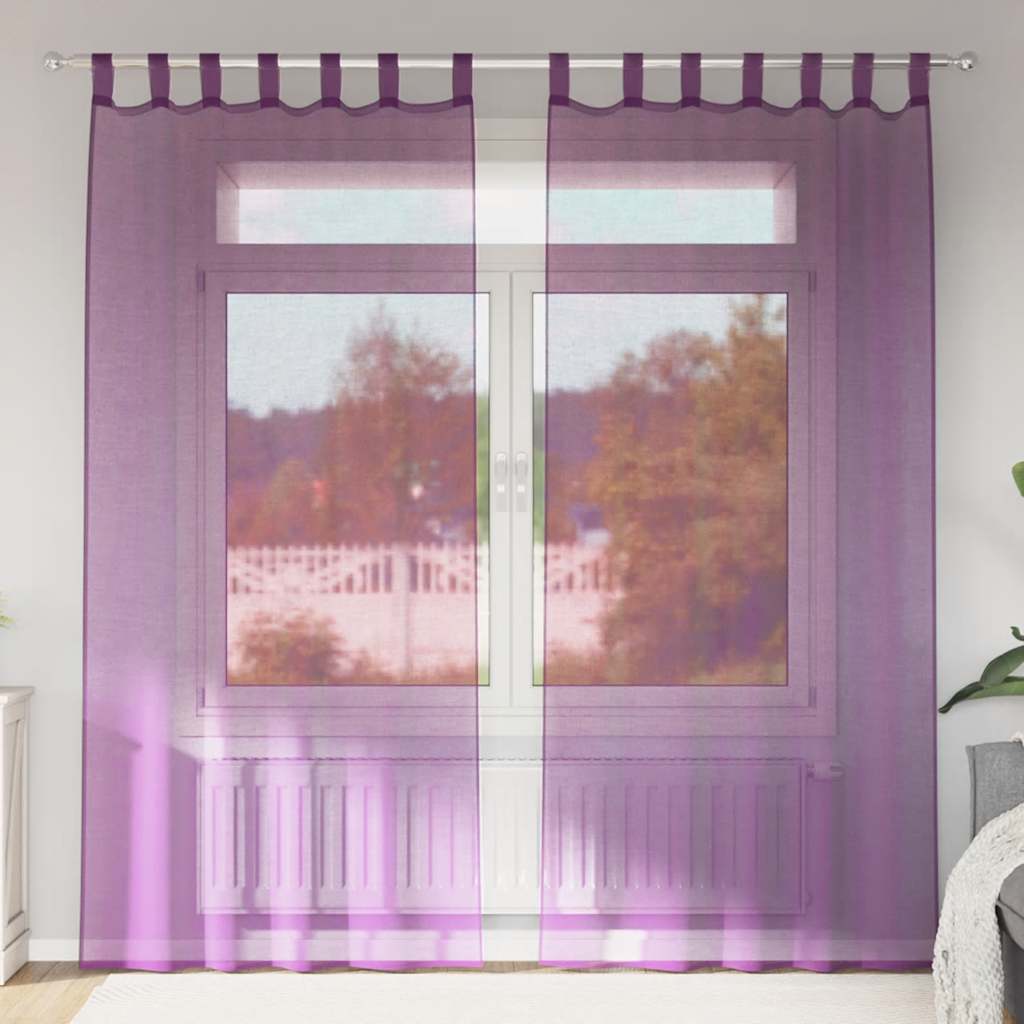 vidaXL Zasłony woalowe z pętelkami 2 szt. Fioletowe 140x225 cm