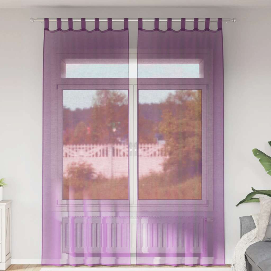 vidaXL Zasłony woalowe z pętelkami 2 szt. Fioletowe 140x260 cm