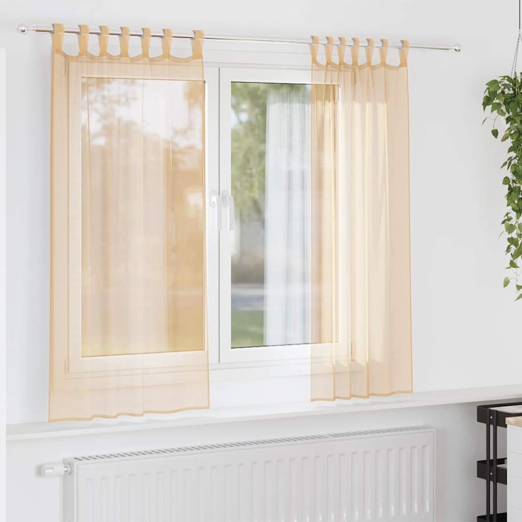 vidaXL Zasłony woalowe z pętelkami 2 szt. Piaskowe 140x175 cm