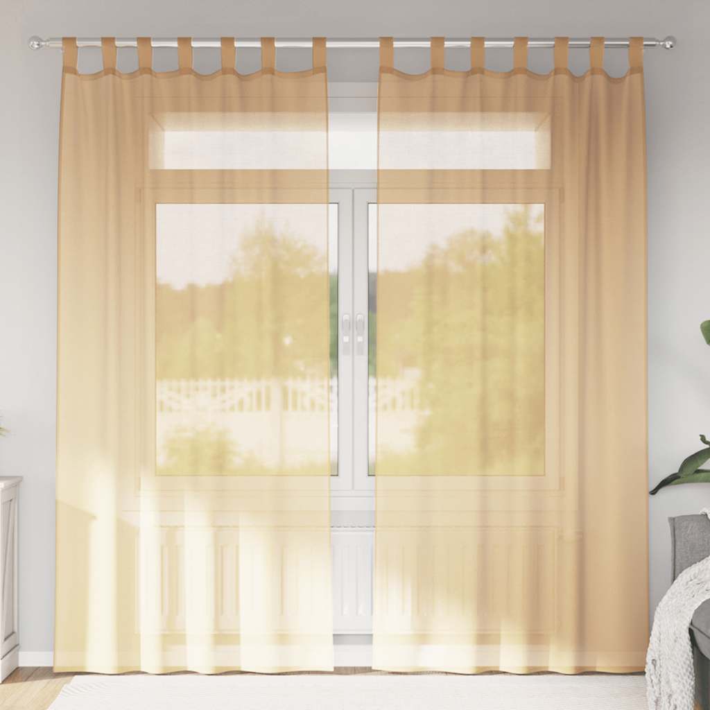 vidaXL Zasłony woalowe z pętelkami 2 szt. Piaskowe 140x225 cm
