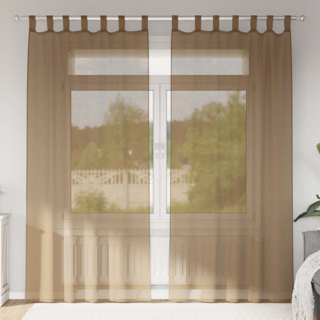 vidaXL Zasłony woalowe z pętelkami 2 szt. Jasnobrązowe 140x225 cm