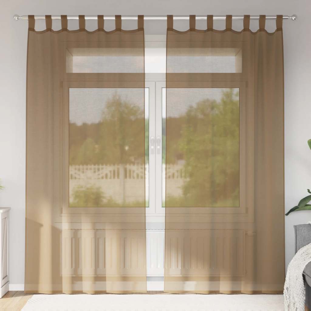vidaXL Zasłony woalowe z pętelkami 2 szt. Jasnobrązowe 140x245 cm