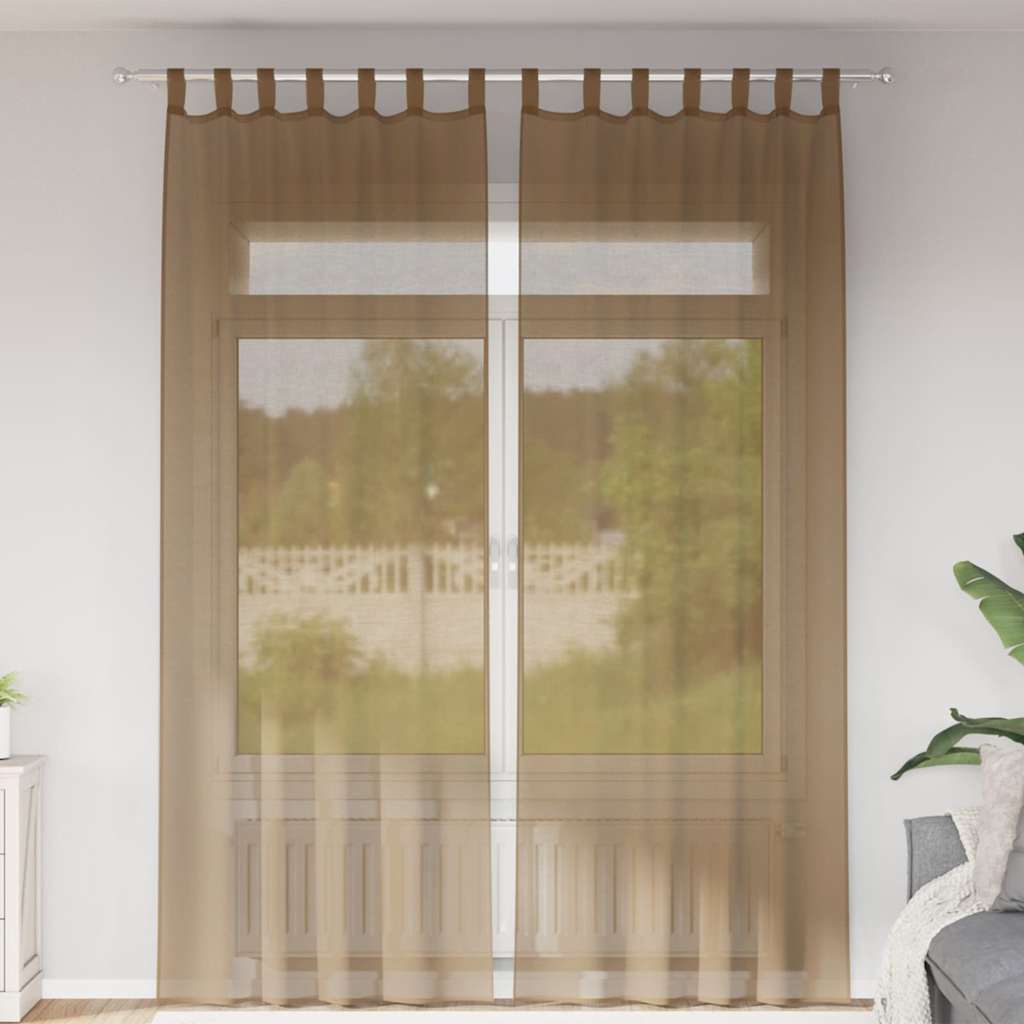 vidaXL Zasłony woalowe z pętelkami 2 szt. Jasnobrązowe 140x260 cm