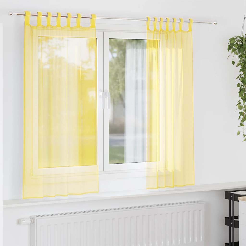 vidaXL Zasłony woalowe z pętelkami 2 szt. Żółte 140x175 cm