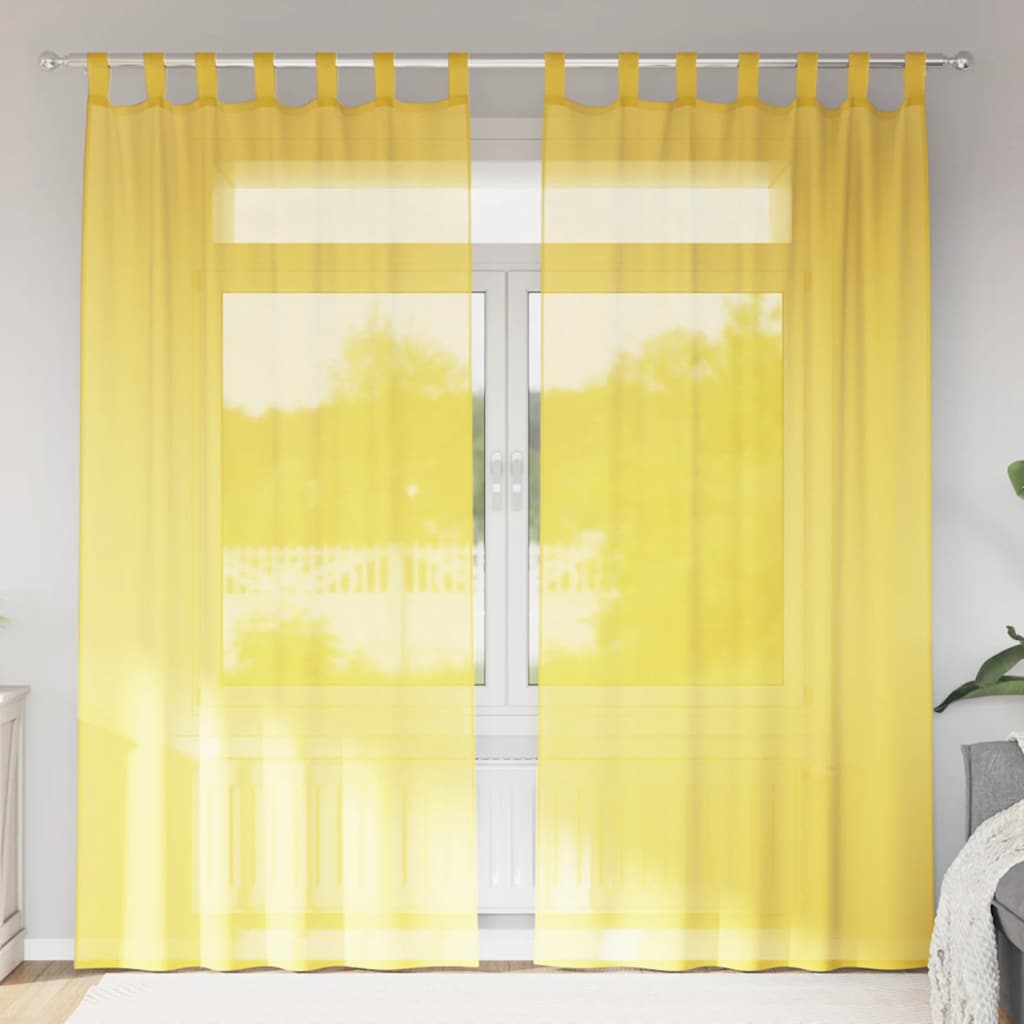 vidaXL Zasłony woalowe z pętelkami 2 szt. Żółte 140x245 cm