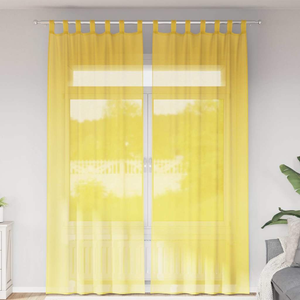 vidaXL Zasłony woalowe z pętelkami 2 szt. Żółte 140x260 cm