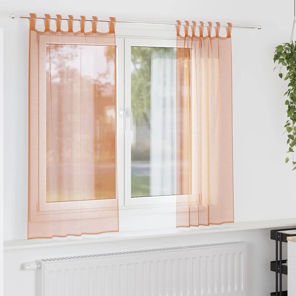 vidaXL Zasłony woalowe z pętelkami 2 szt. Terakota 140x140 cm