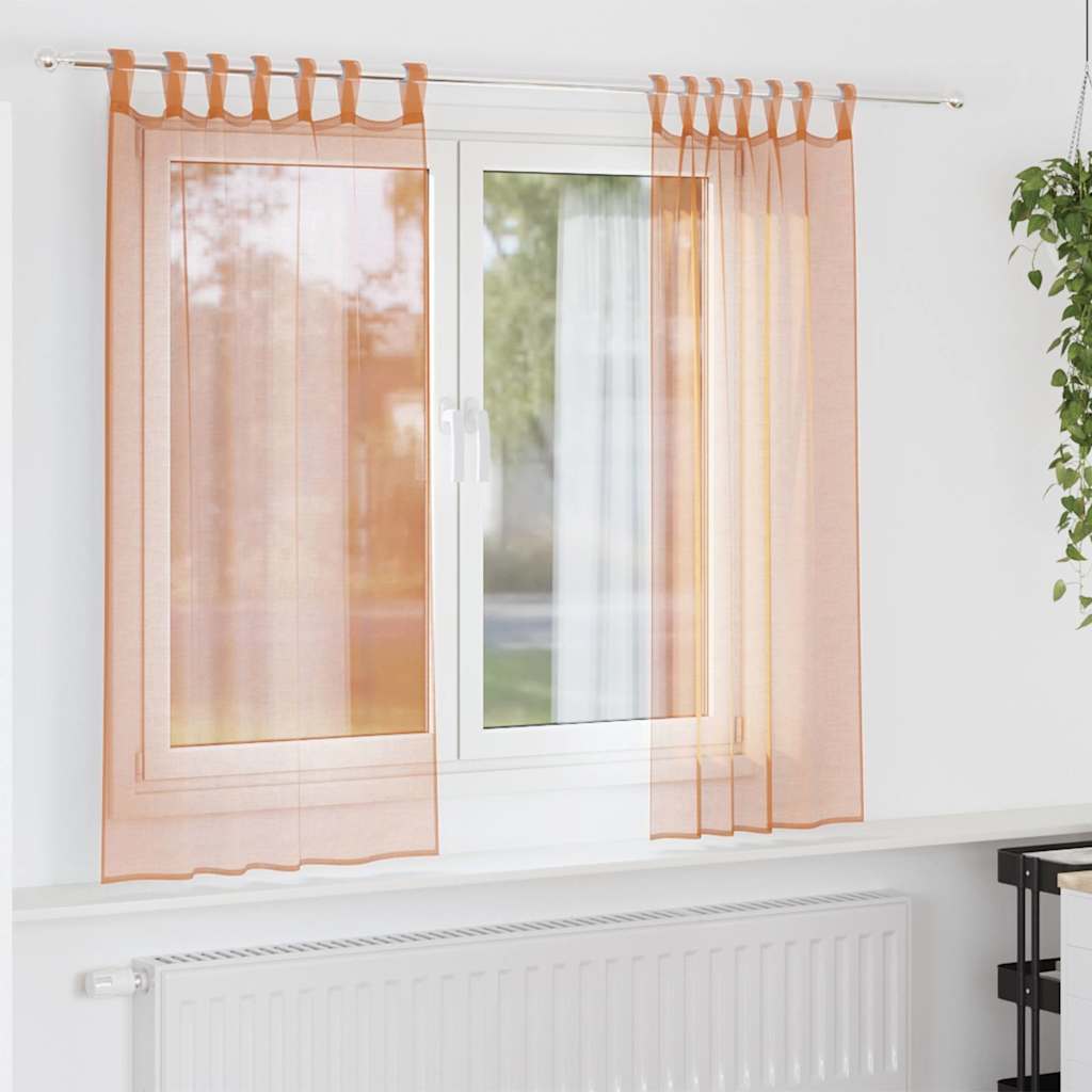 vidaXL Zasłony woalowe z pętelkami 2 szt. Terakota 140x175 cm
