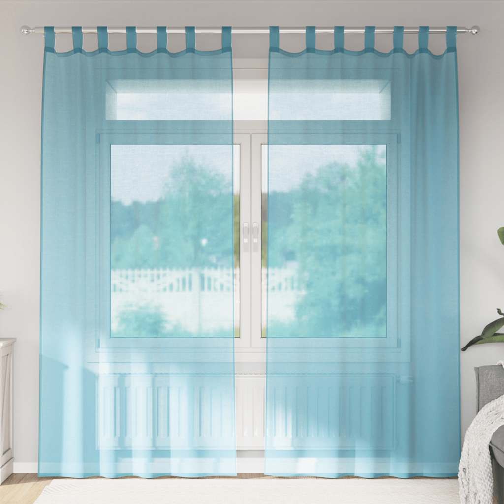 vidaXL Zasłony woalowe z pętelkami 2 szt. Turkusowe 140x225 cm