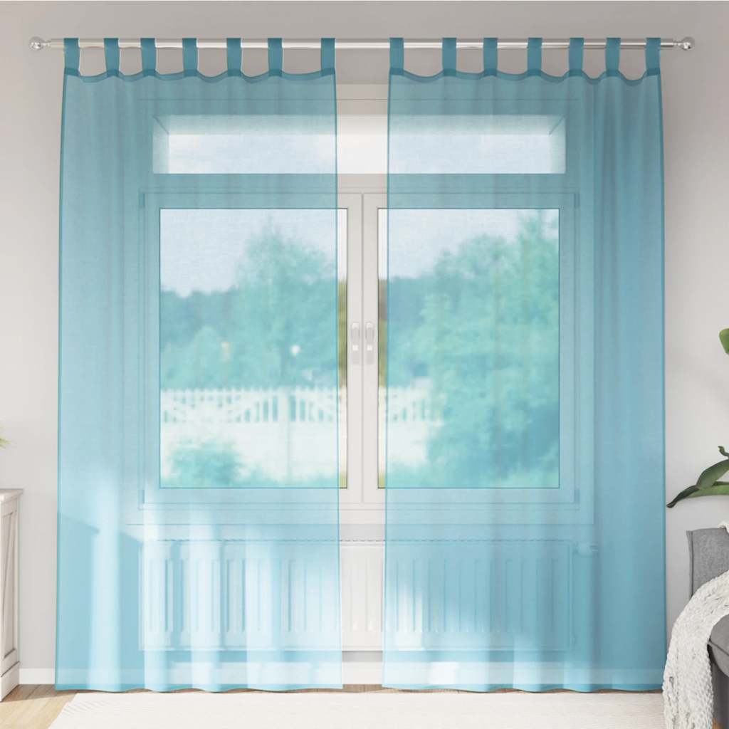 vidaXL Zasłony woalowe z pętelkami 2 szt. Turkusowe 140x245 cm