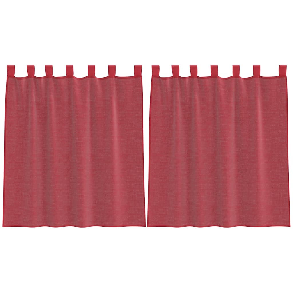 vidaXL Zasłony woalowe z pętelkami 2 szt. Wino czerwone 140x140 cm
