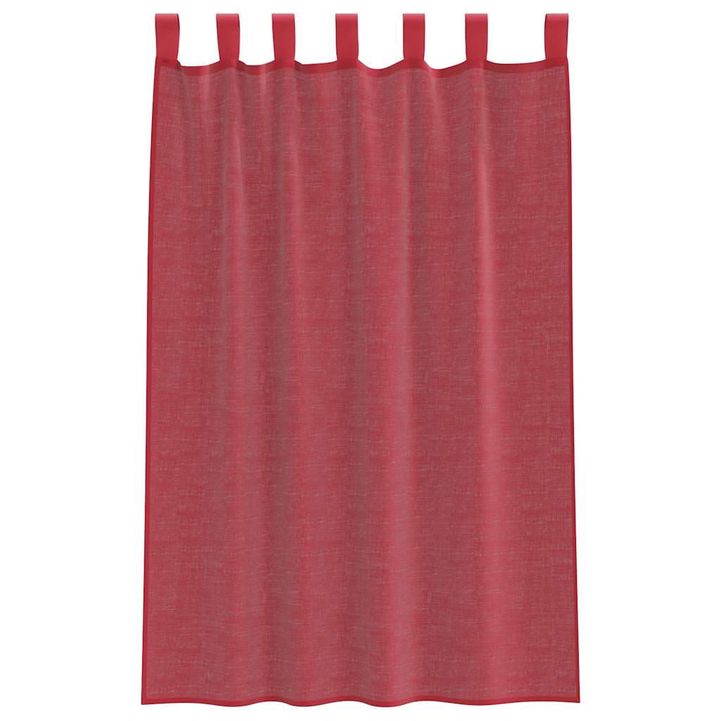 vidaXL Zasłony woalowe z pętelkami 2 szt. Wino czerwone 140x175 cm