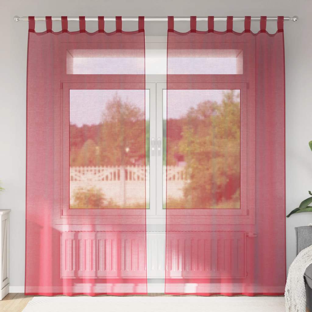 vidaXL Zasłony woalowe z pętelkami 2 szt. Wino czerwone 140x245 cm