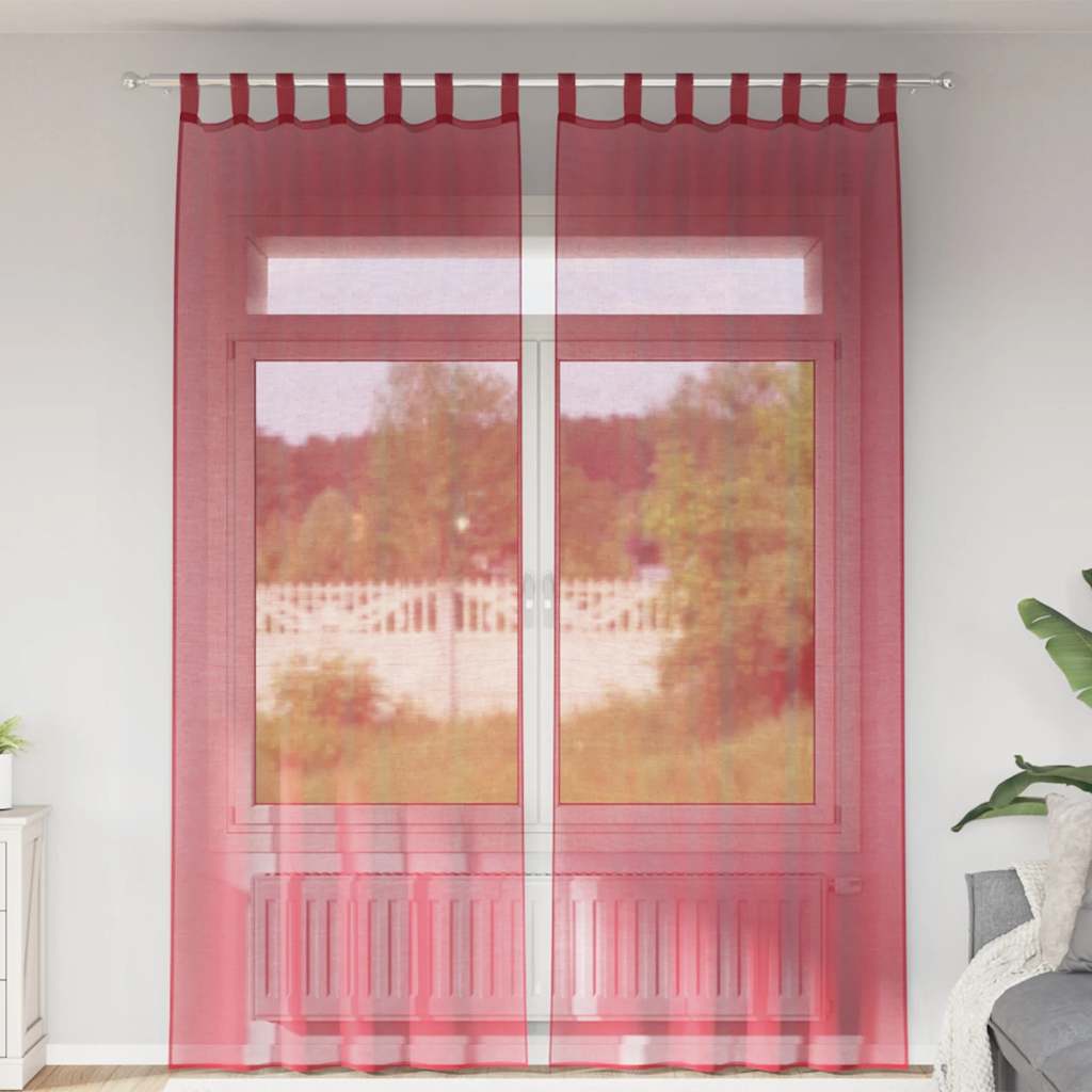 vidaXL Zasłony woalowe z pętelkami 2 szt. Wino czerwone 140x260 cm