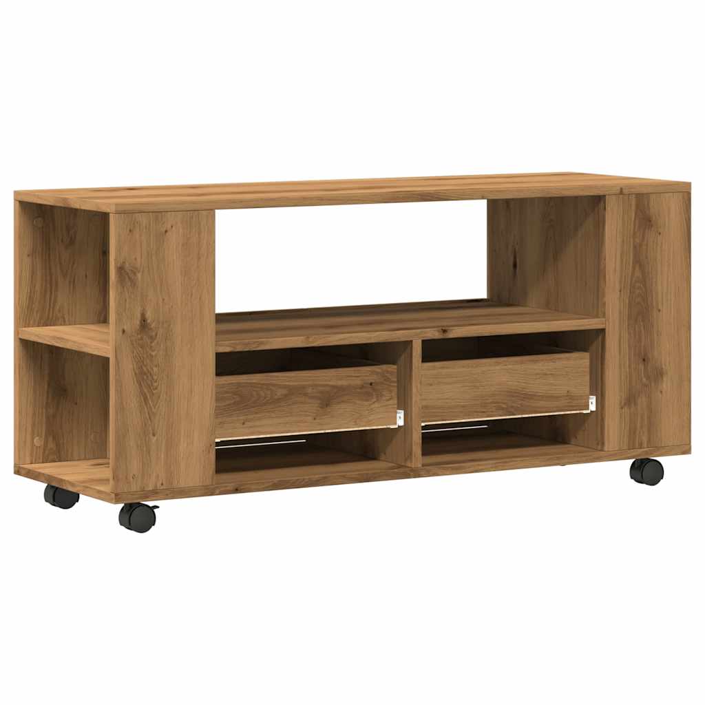 vidaXL Szafka pod TV z kółkami, dąb artisan, materiał drewnopochodny