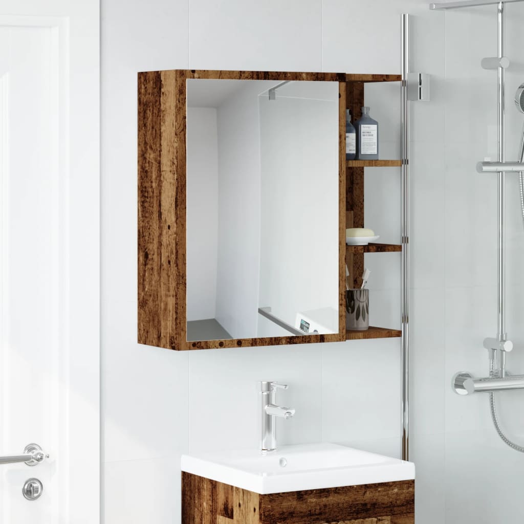 vidaXL Szafka z lustrem, stare drewno, 62,5x20,5x64 cm