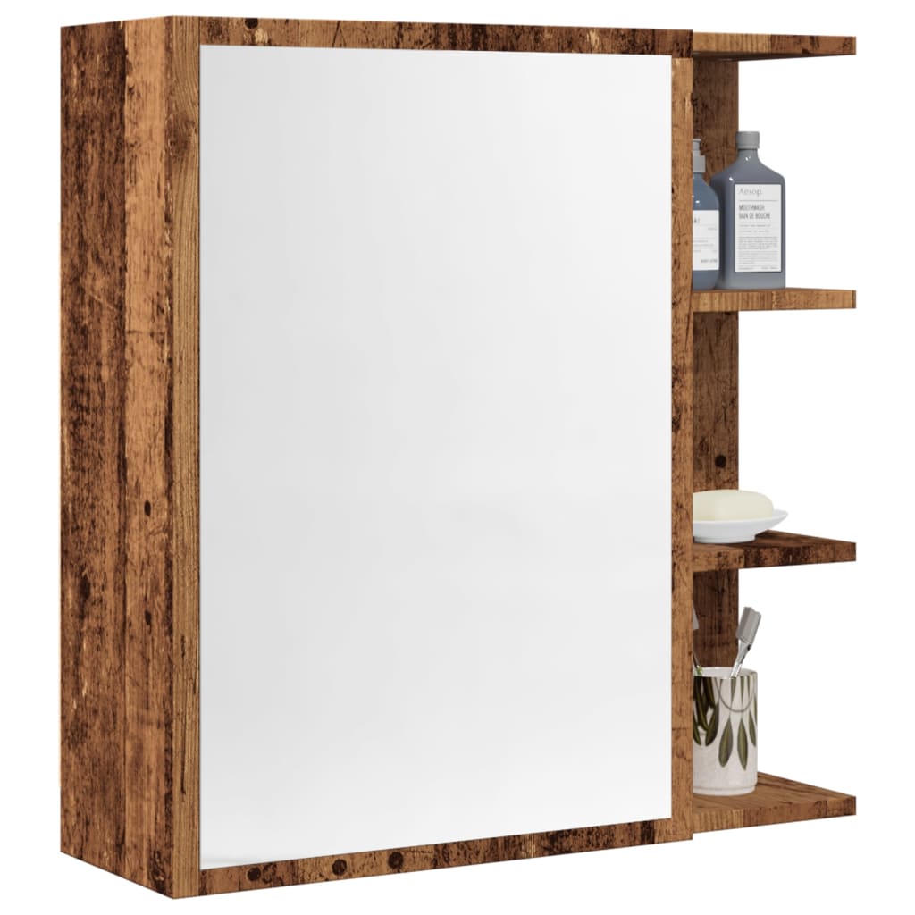 vidaXL Szafka z lustrem, stare drewno, 62,5x20,5x64 cm