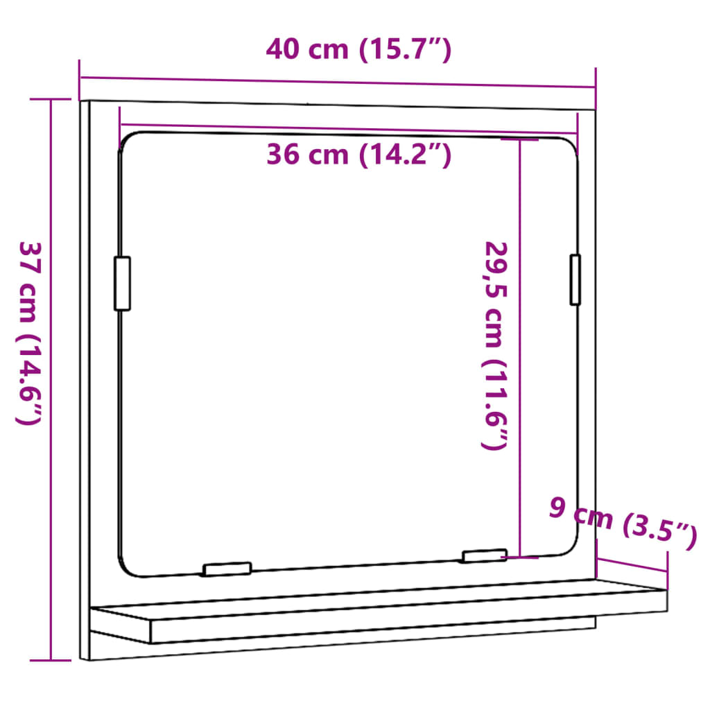 vidaXL Szafka łazienkowa z lustrem, stare drewno, 40x11x37 cm