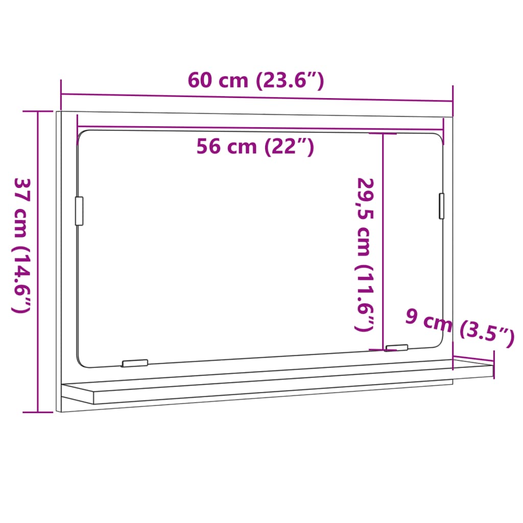 vidaXL Szafka łazienkowa z lustrem, stare drewno, 60x11x37 cm