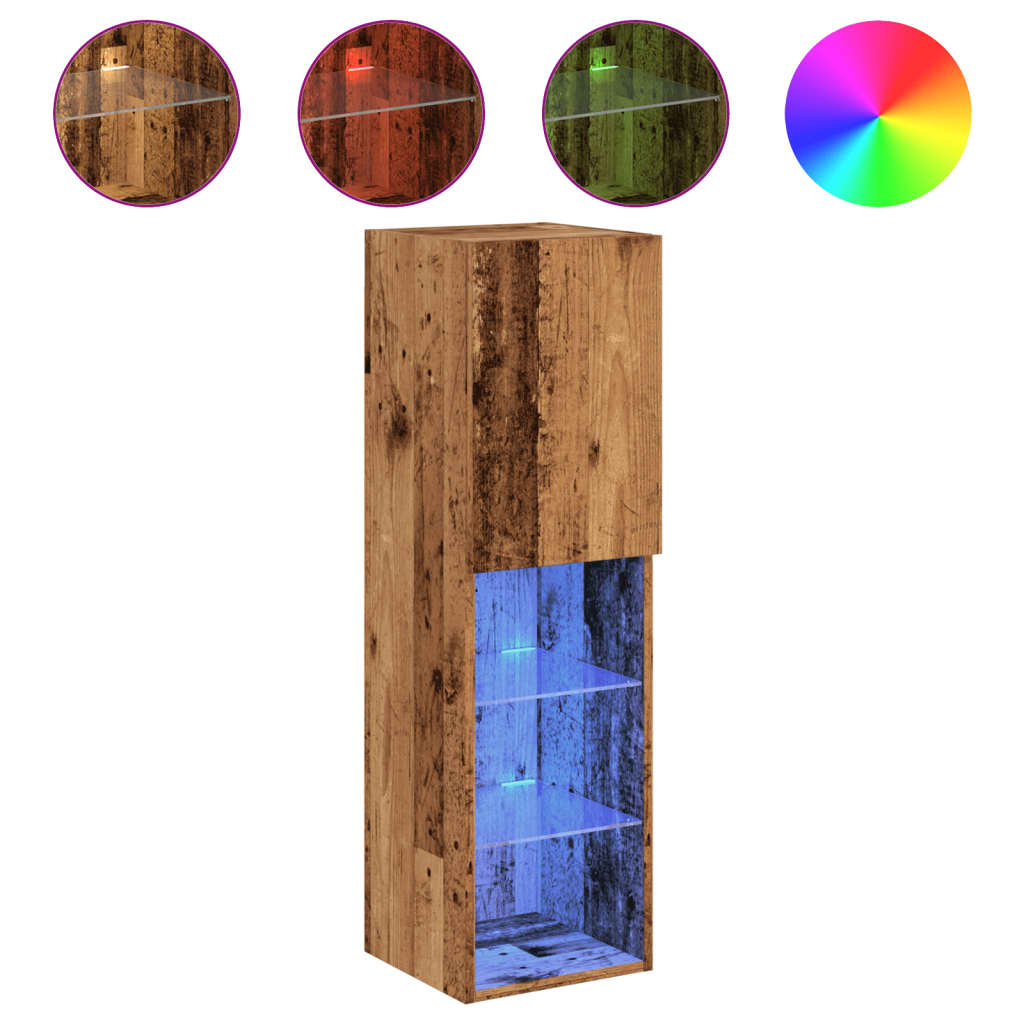 vidaXL Szafka TV, z LED, stare drewno, 30,5x30x102 cm