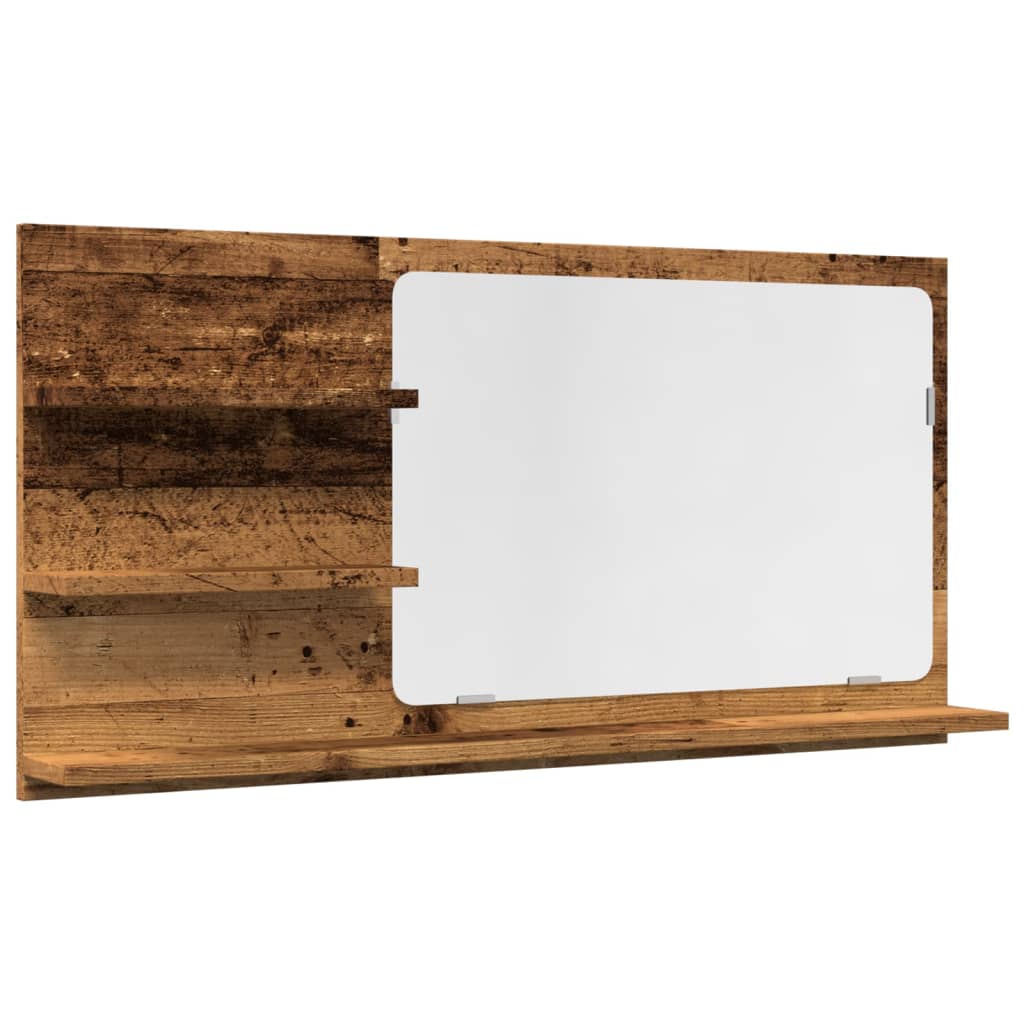vidaXL Szafka łazienkowa z lustrem, stare drewno, 90x11x45 cm