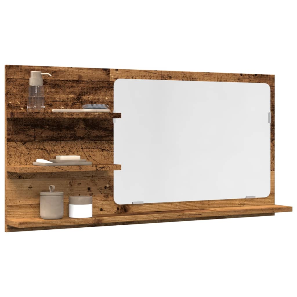 vidaXL Szafka łazienkowa z lustrem, stare drewno, 90x11x45 cm
