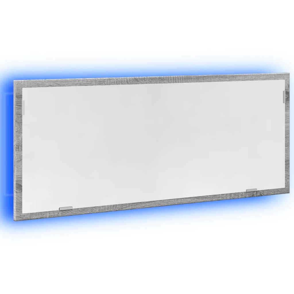 vidaXL Lustro łazienkowe z LED, szary dąb sonoma, 100x8,5x37 cm