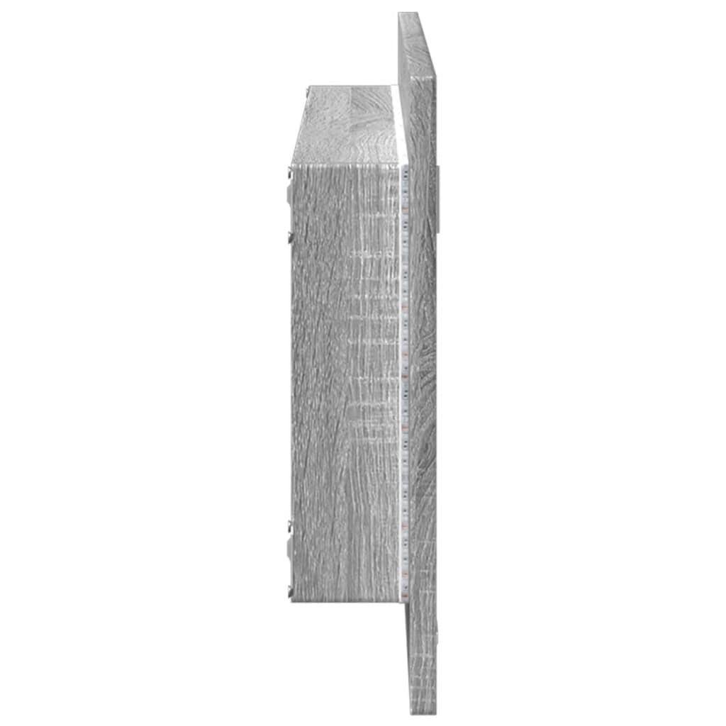 vidaXL Lustro łazienkowe z LED, szary dąb sonoma, 100x8,5x37 cm