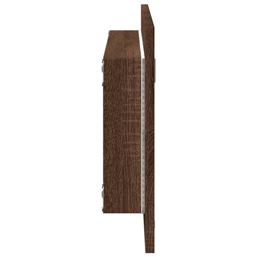 vidaXL Lustro łazienkowe z LED, brązowy dąb, 100x8,5x37 cm