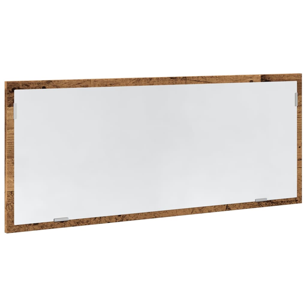 vidaXL Lustro łazienkowe z LED, stare drewno, 100x8,5x37 cm