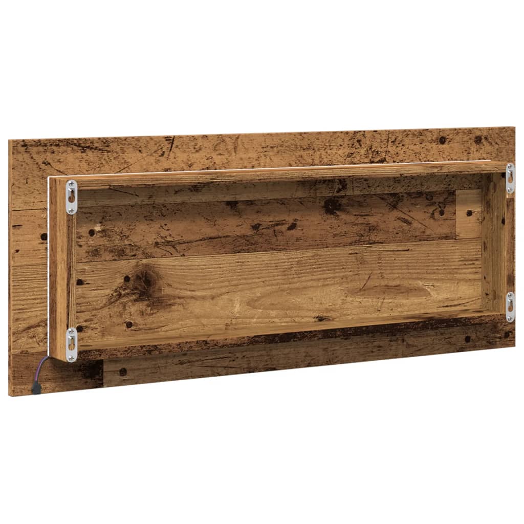 vidaXL Lustro łazienkowe z LED, stare drewno, 100x8,5x37 cm