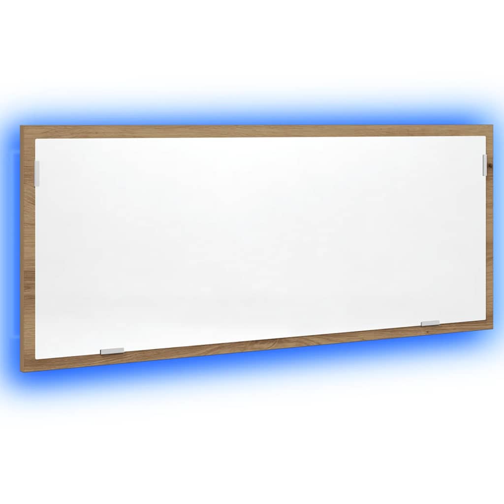 vidaXL Lustro łazienkowe z LED, dąb artisan, 100x8,5x37 cm