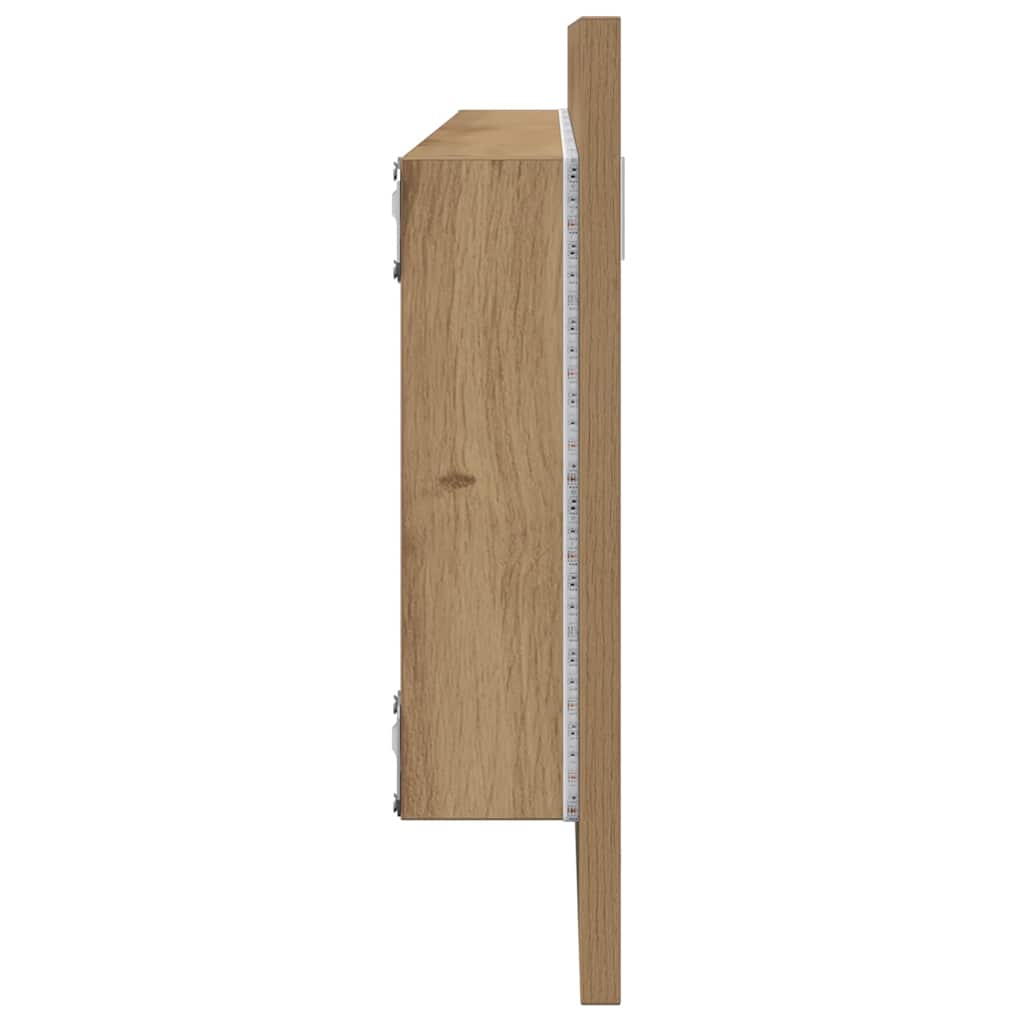 vidaXL Lustro łazienkowe z LED, dąb artisan, 100x8,5x37 cm