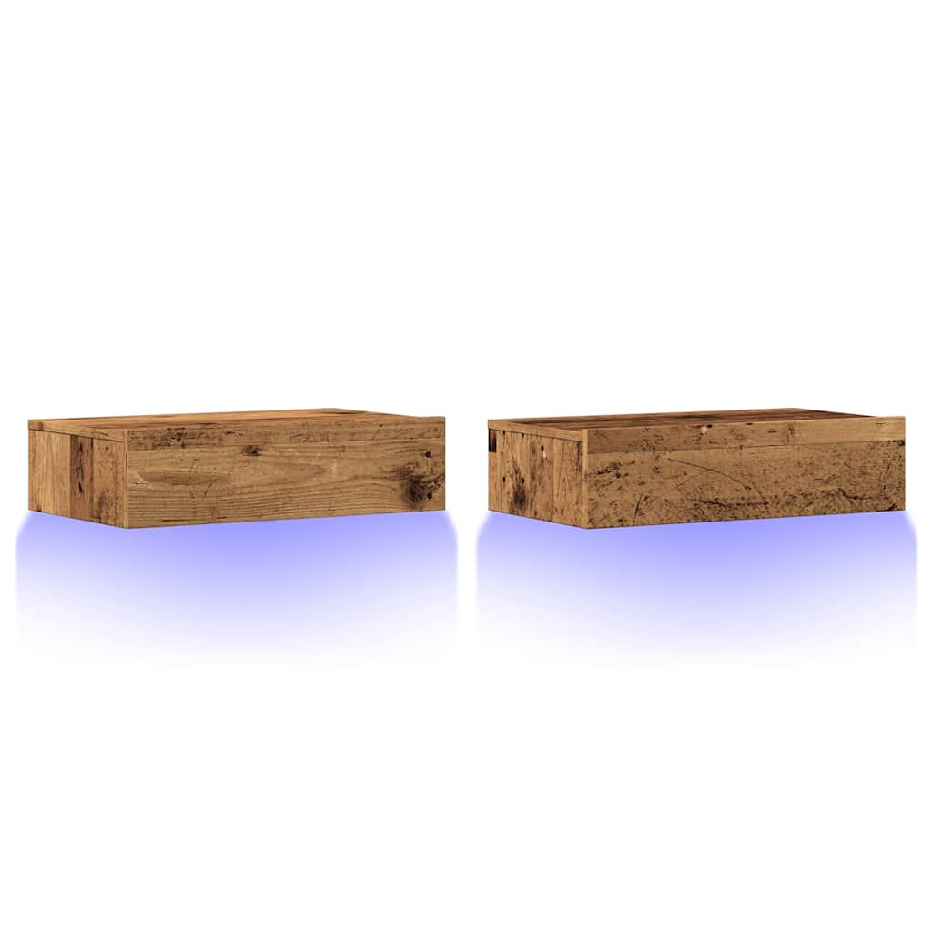 vidaXL Szafki telewizyjne z LED, 2 szt., stare drewno, 60x35x15,5 cm