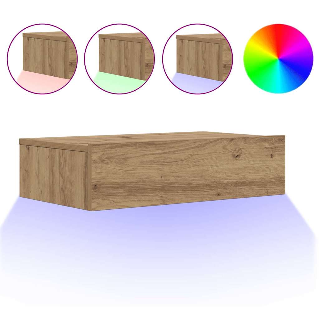 vidaXL Szafka telewizyjna z LED, dąb artisan, 60x35x15,5 cm