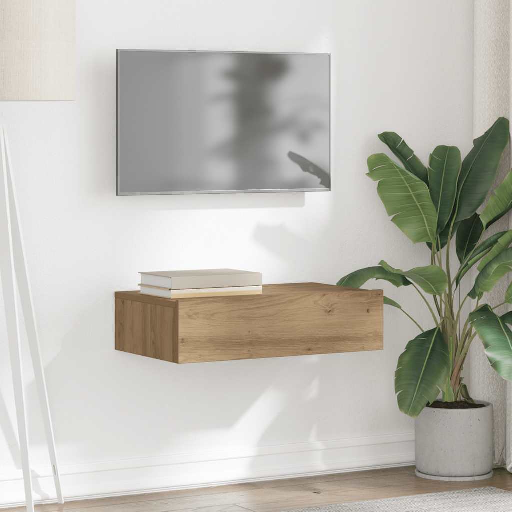 vidaXL Szafka telewizyjna z LED, dąb artisan, 60x35x15,5 cm