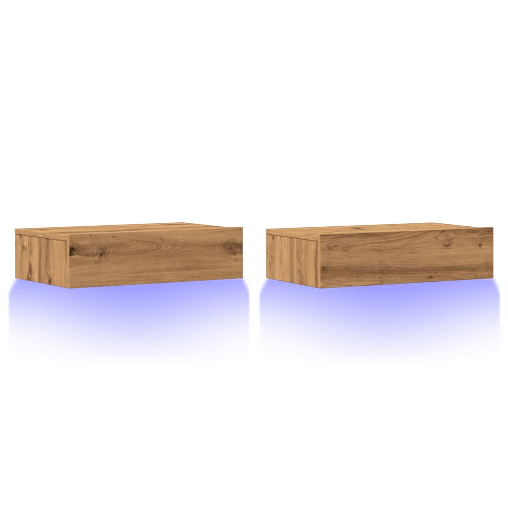 vidaXL Szafki pod TV z LED, 2 szt., dąb artisan, 60x35x15,5 cm