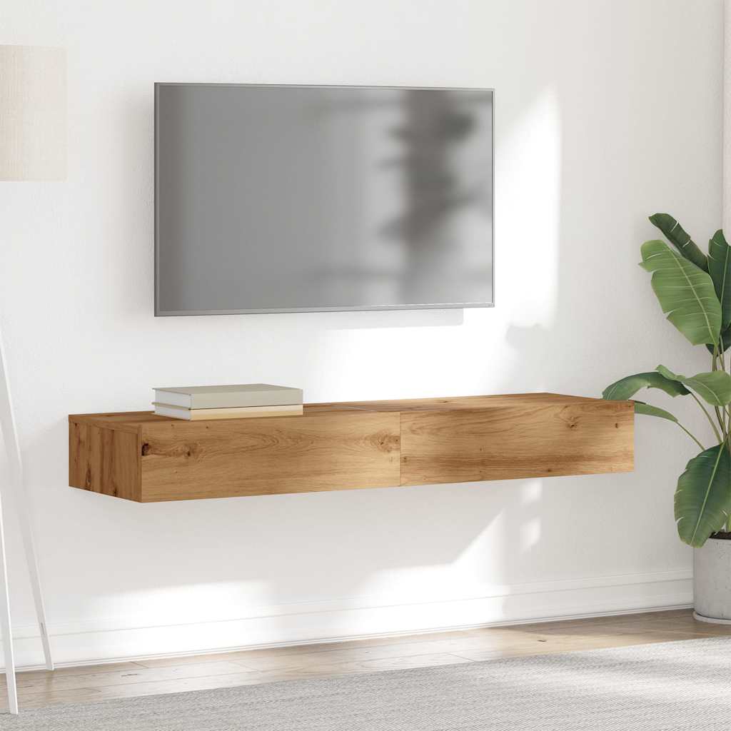 vidaXL Szafki pod TV z LED, 2 szt., dąb artisan, 60x35x15,5 cm