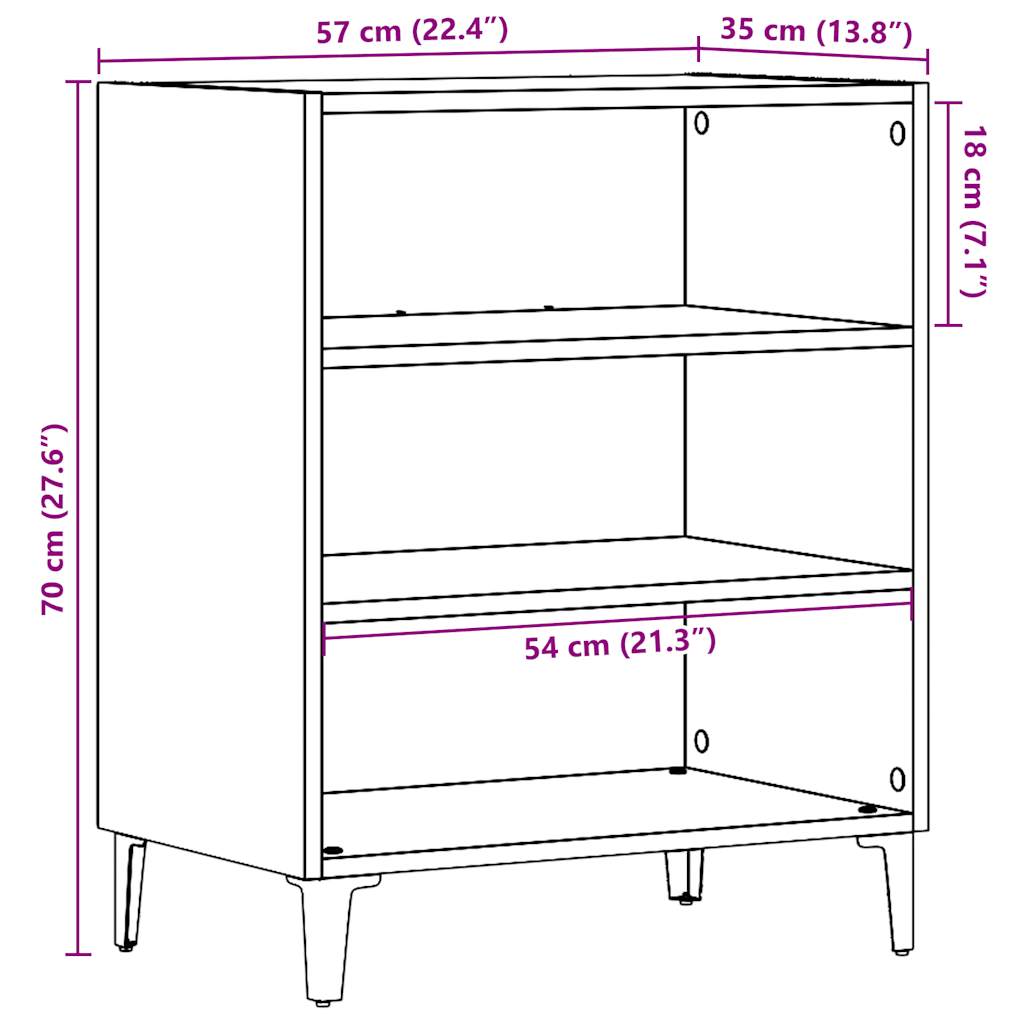 vidaXL Szafka, stare drewno, 57x35x70 cm, materiał drewnopochodny
