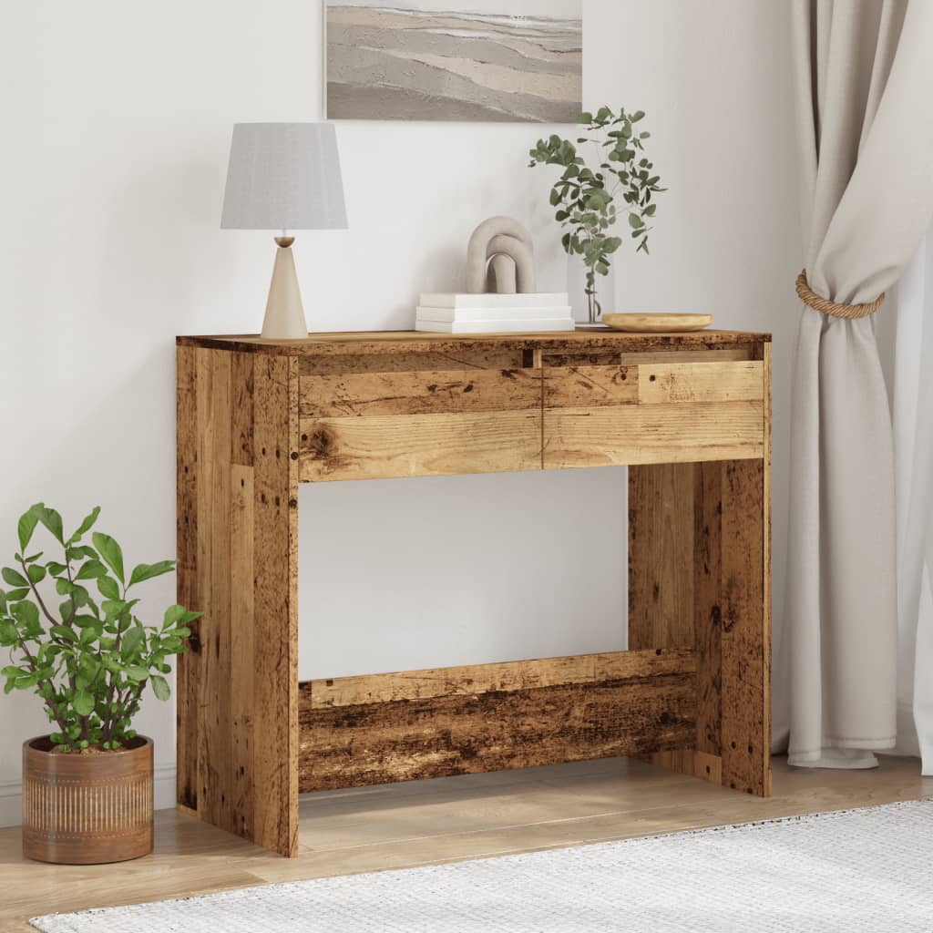 vidaXL Stolik konsolowy, stare drewno, 89x41x76,5 cm