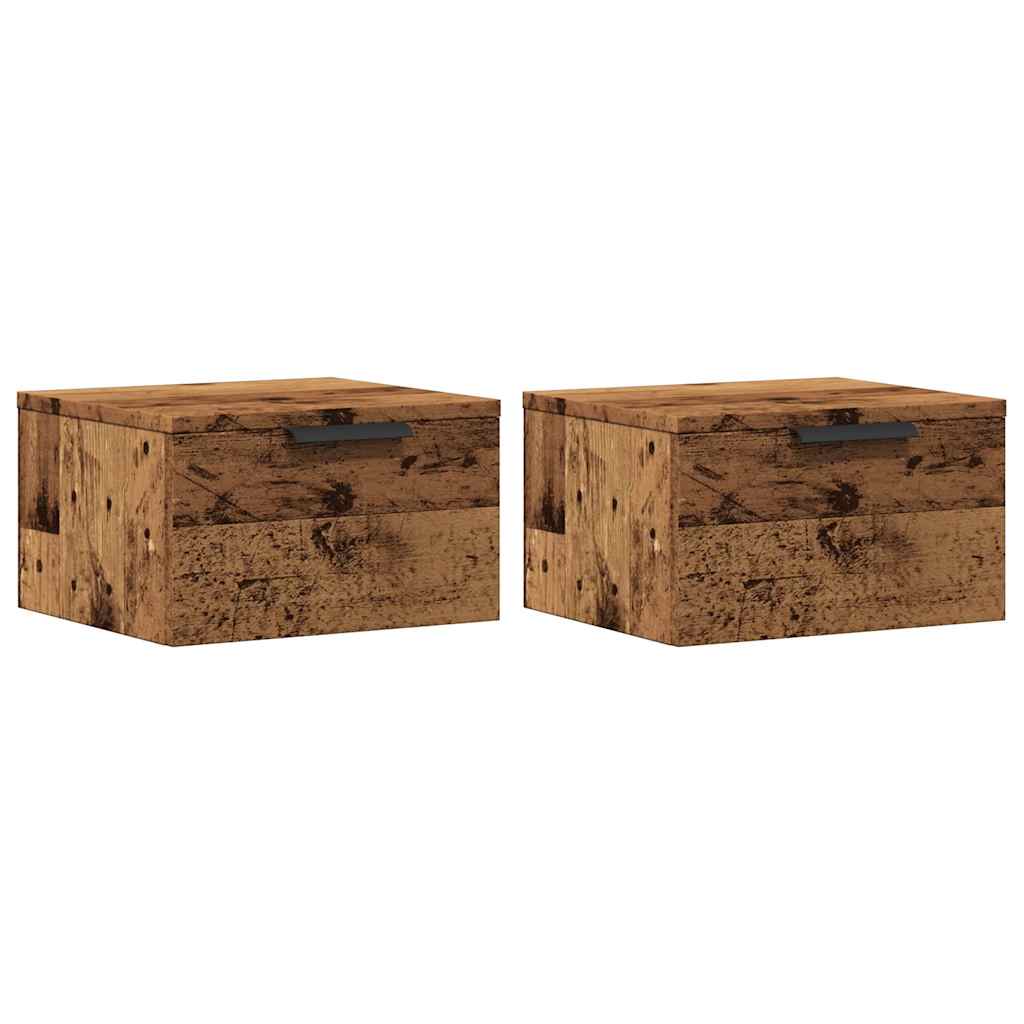 vidaXL Wiszące szafki nocne, 2 szt., stare drewno, 34x30x20 cm