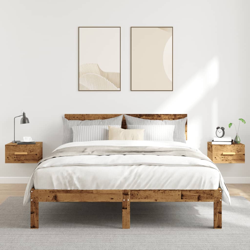 vidaXL Wiszące szafki nocne, 2 szt., stare drewno, 35x35x20 cm
